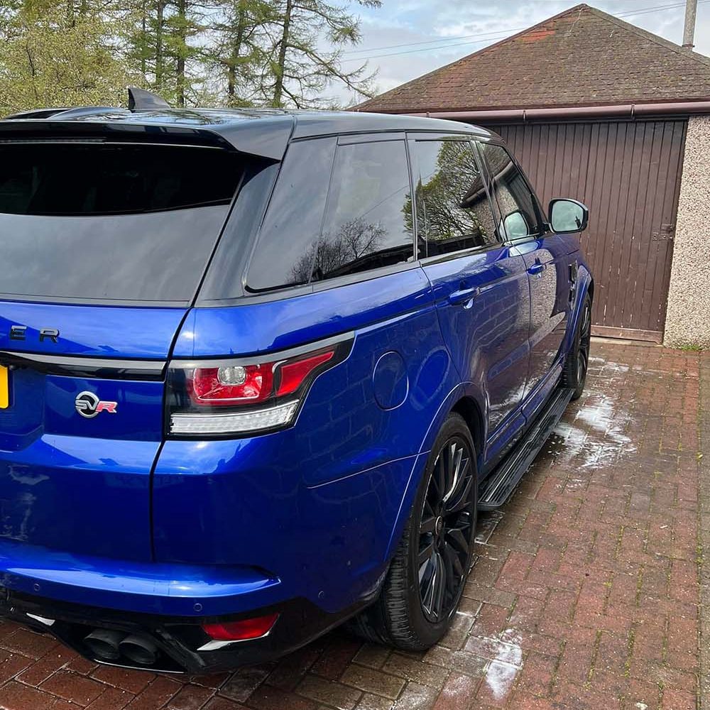 Blue Range Rover after ceramic maintenance